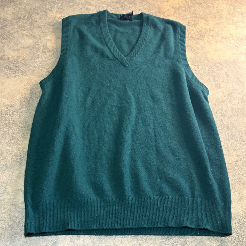 Clan Douglas Sweater Vest Mens XL Green 100% Cashmere Nordstrom Made in Scotland